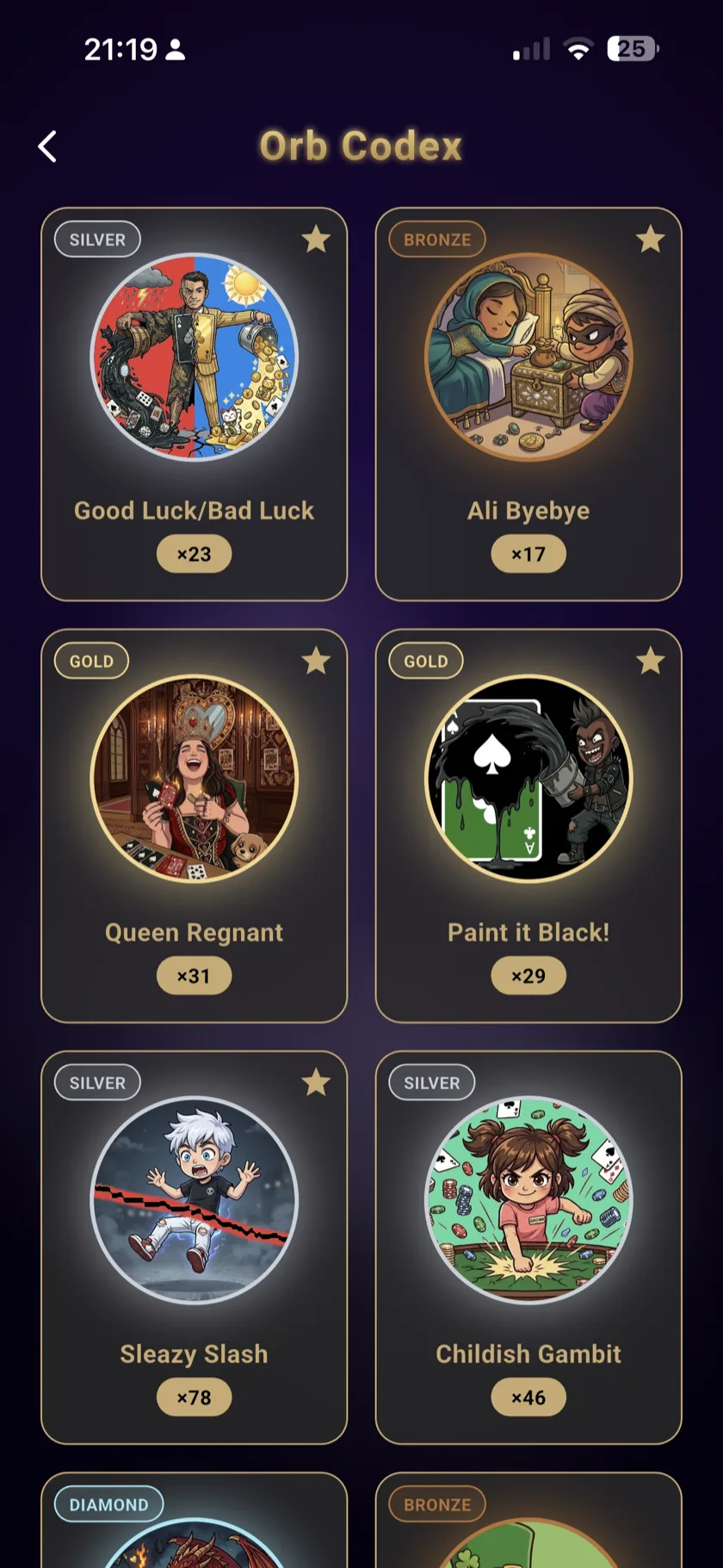 The Orb Codex listing collected Chaos Orbs and their effects