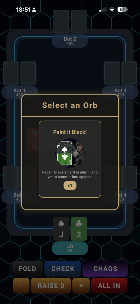 Game against bot at the turn with the chaos overlay